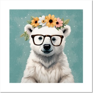 Funny Bella Baby Polar Bear Wearing Glasses Posters and Art